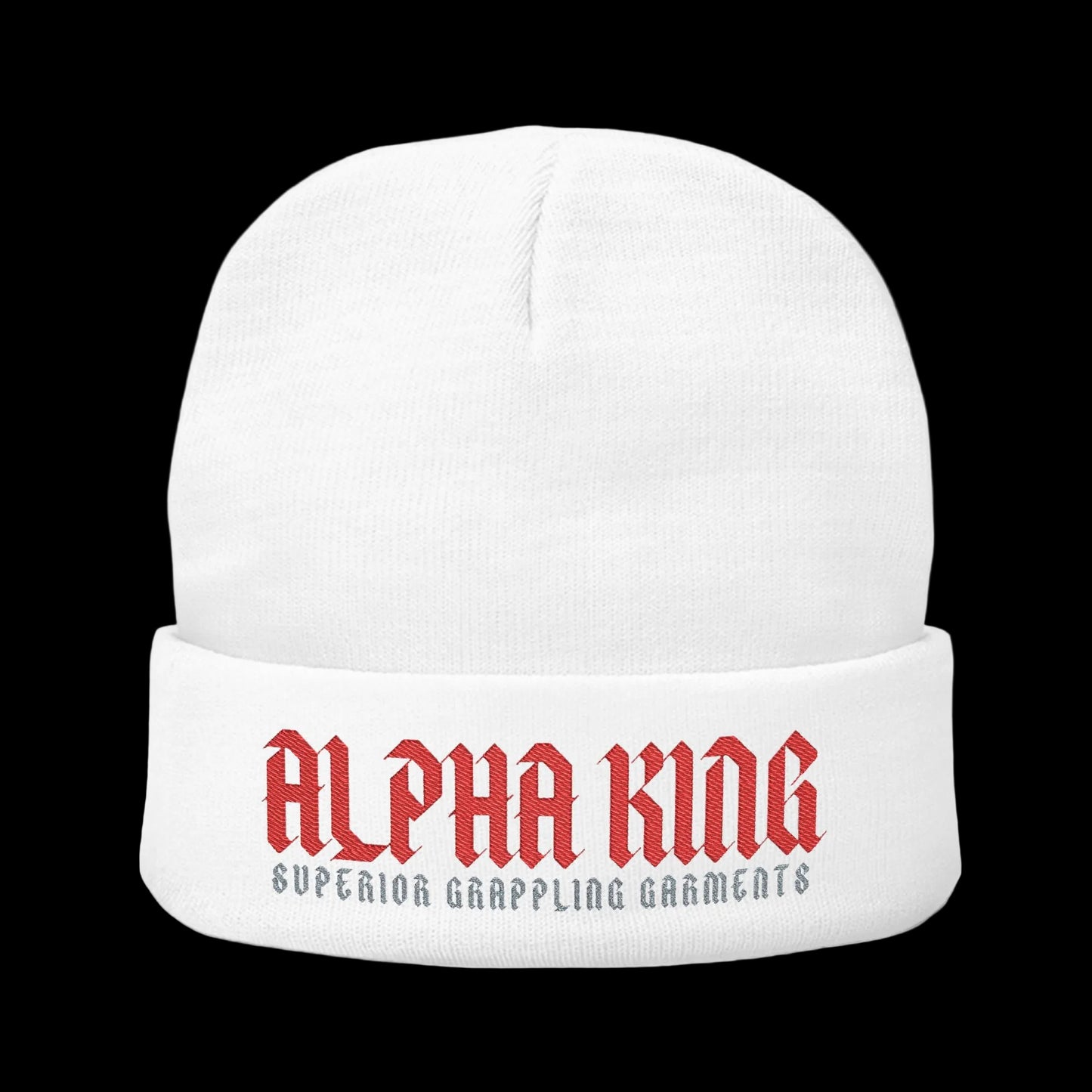 Alpha King Embroidered Knit Beanie
